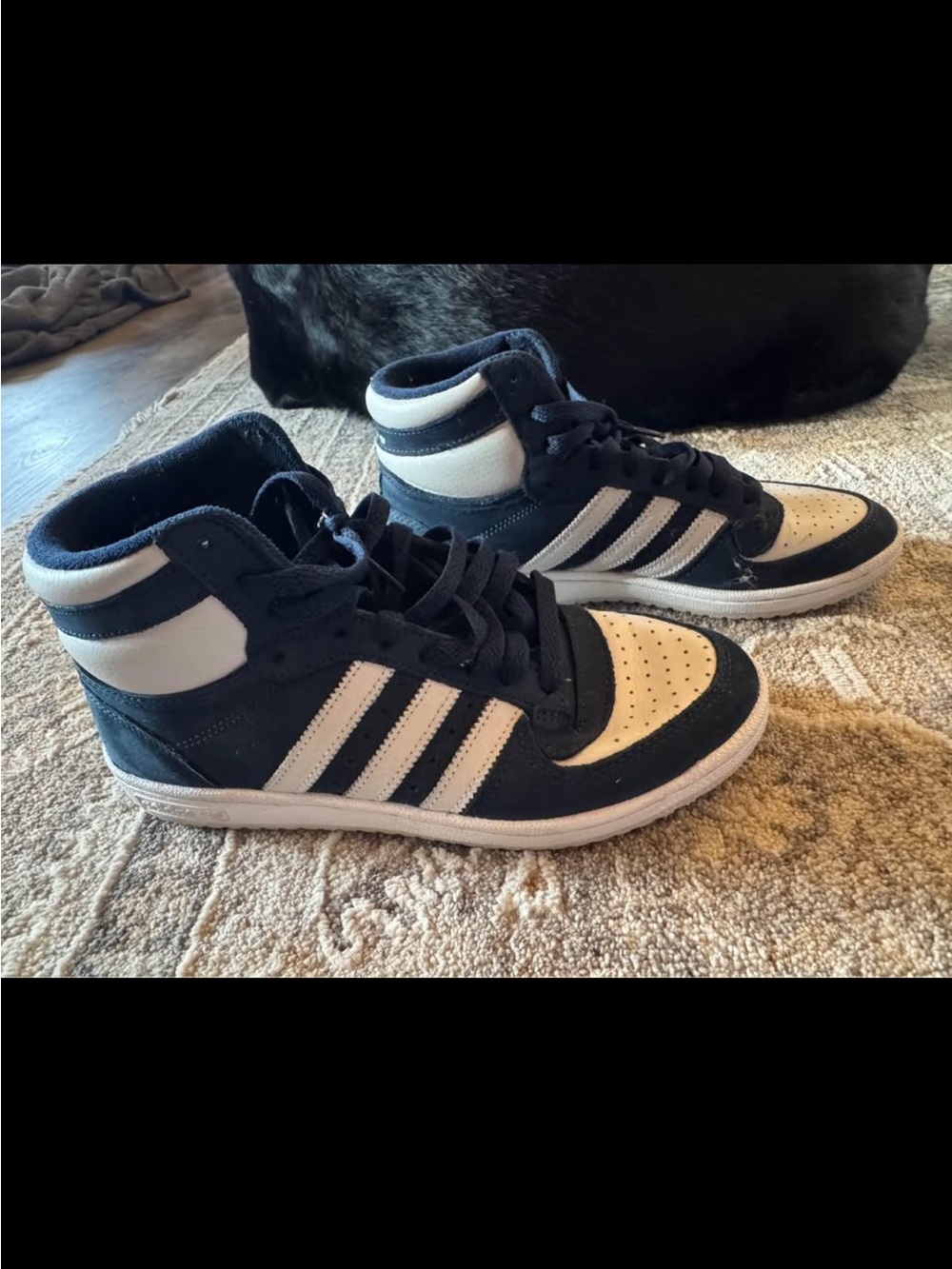 High-Top Sneakers in Navy Blue and White